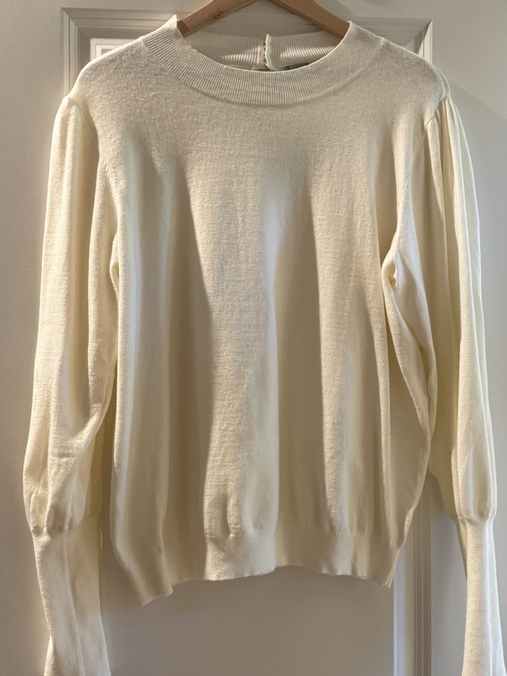 Cream Crew Neck Lightweight Knit Sweater